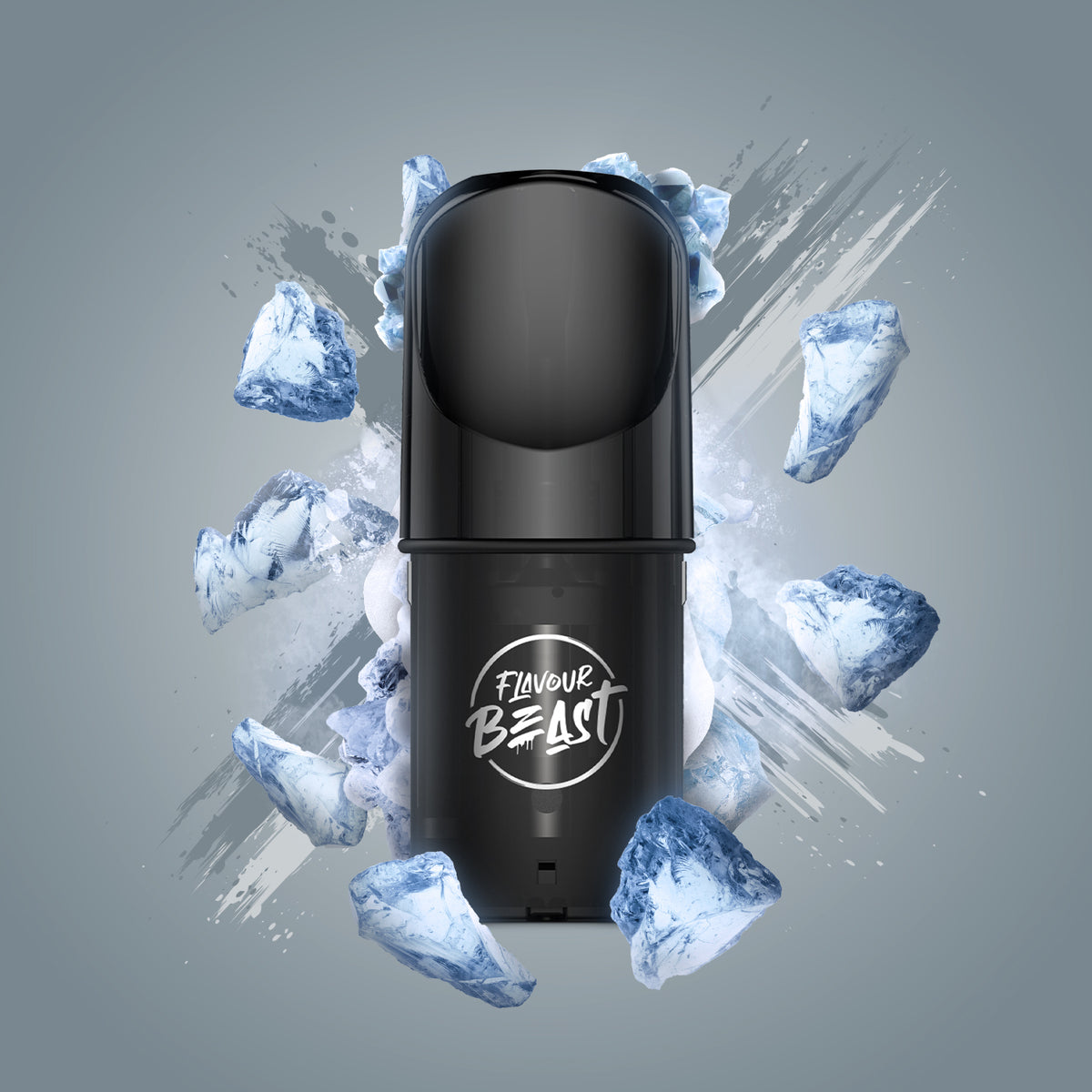 Flavour Beast Pod Pack - Arctic Ice 3-pack up close, showcasing sleek design and icy menthol flavor.