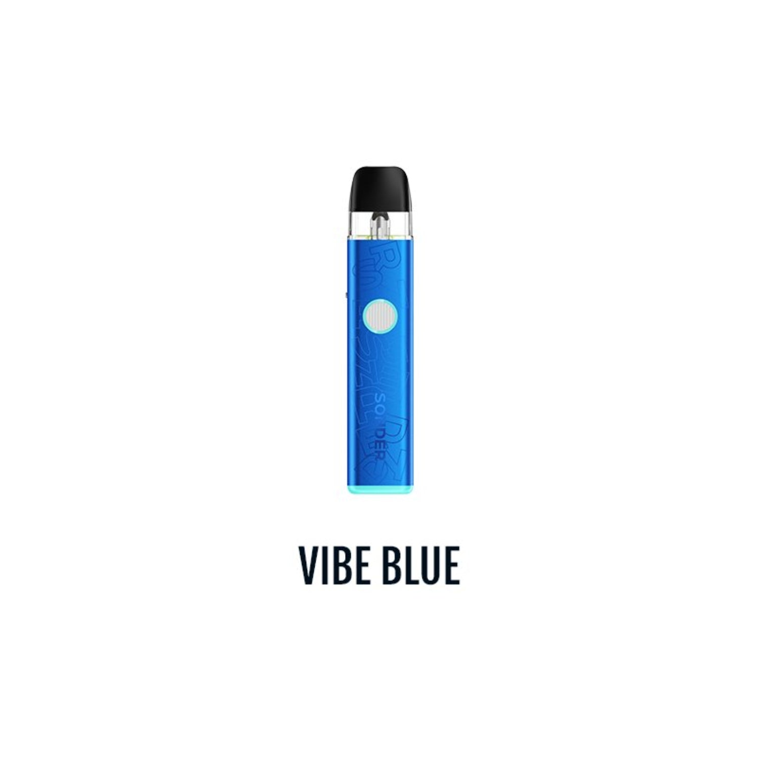 Geekvape Sonder Q 3 Vape device with a black mouthpiece and a light blue button, shown on a white background with the text 'VIBE BLUE' underneath.