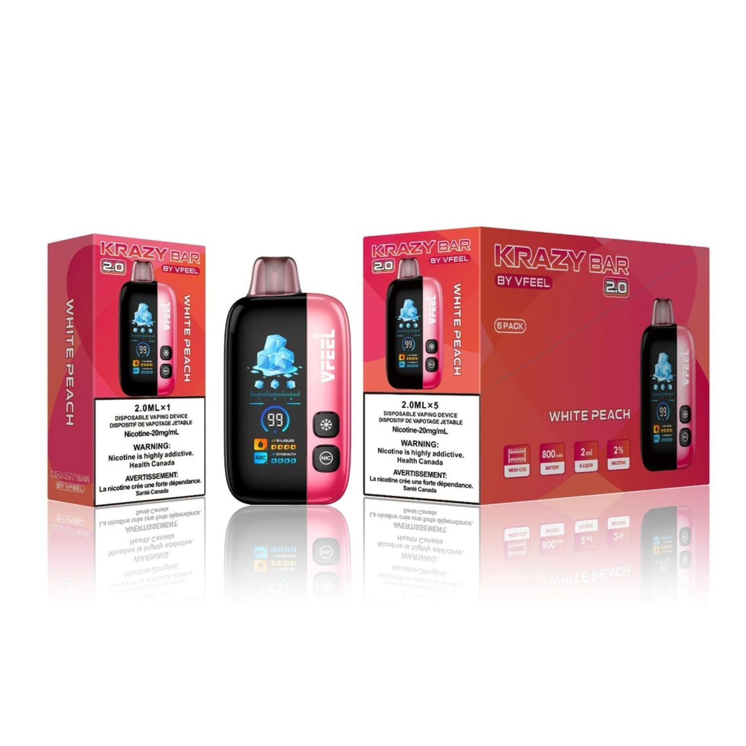 Krazy Bar 2.0 Disposable By Vfeel White Peach