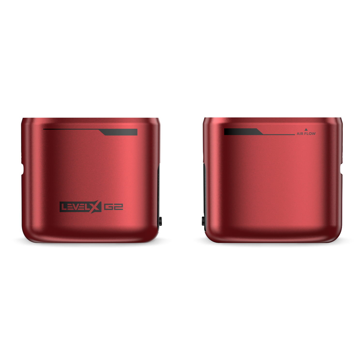 Crimson red device Front and Back with 'LEVEL X G2' branding on a white background