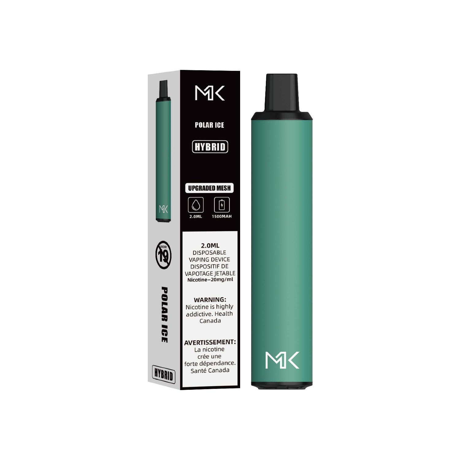 Maskking GTS Hybrid Polar Ice ( Mint ) disposable Vape device with packaging on a white background