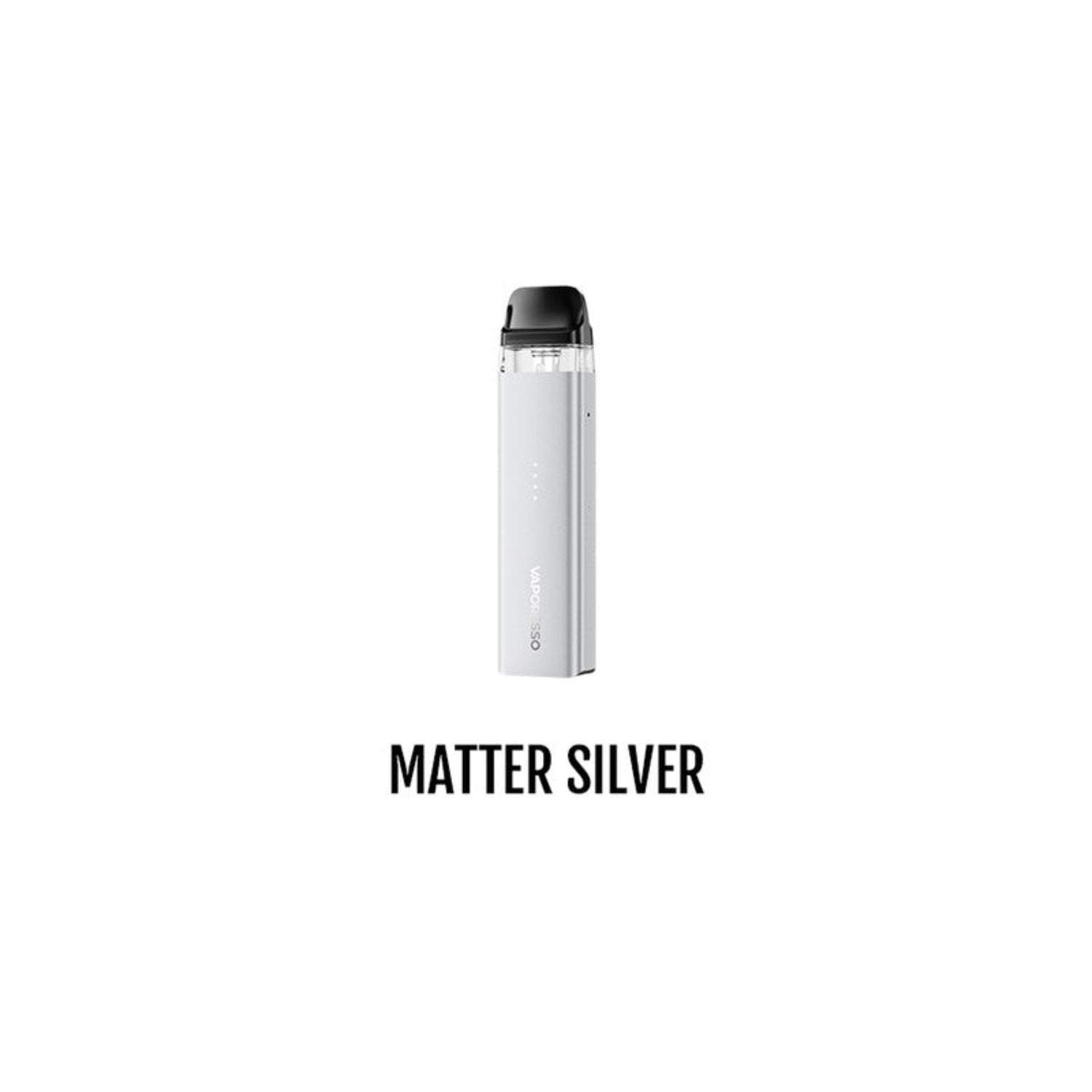 Xros Vaporesso SE vape device with 'Matter Silver' text on a white background