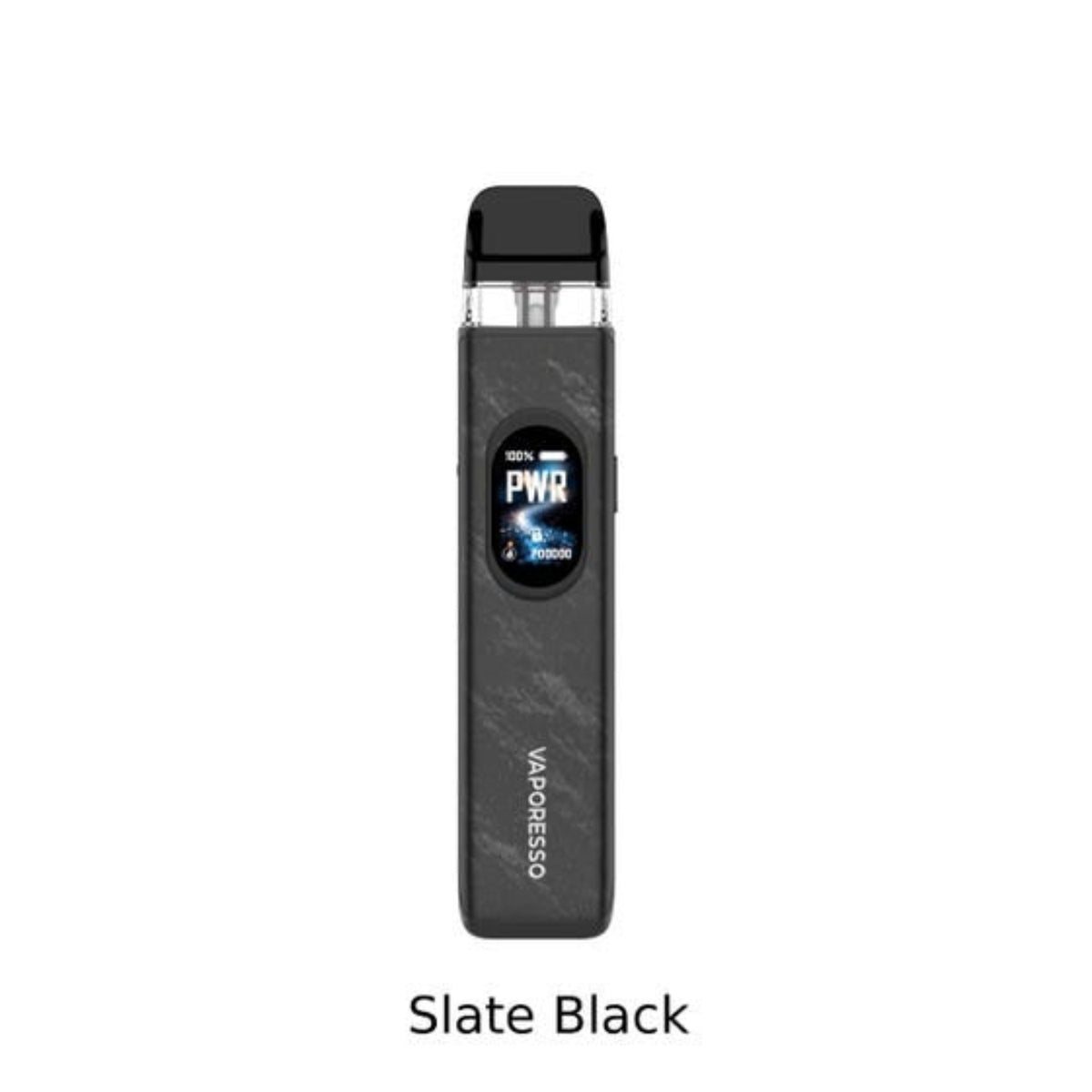 Vaporesso Xros 6 Vape Device On A White Background Labeled Slate Black