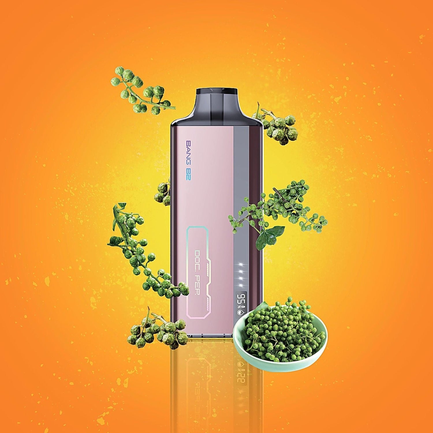 Bang B2 Doc Pep Disposable Vape Device on a gradient Background