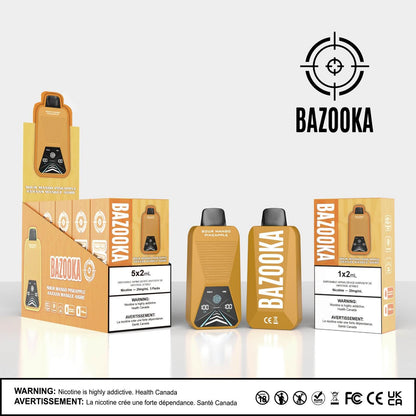 Bazooka Disposable - Sour Mango Pineapple 20mg 2ml up close, showcasing sleek design and tropical mango-pineapple flavor.