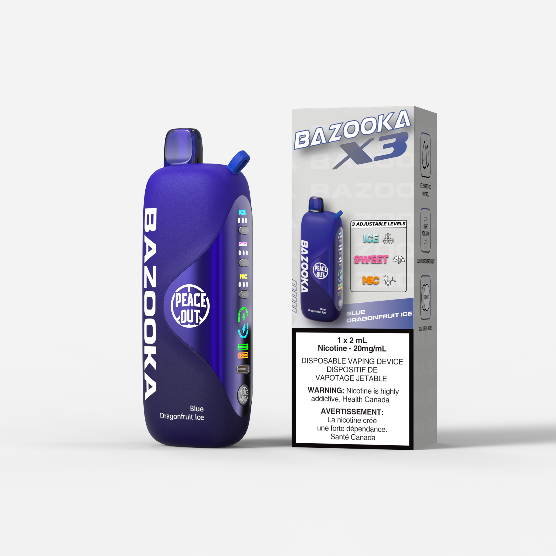 Bazooka X3 Disposable Blue Dragonfruit Ice 20mg 2ml