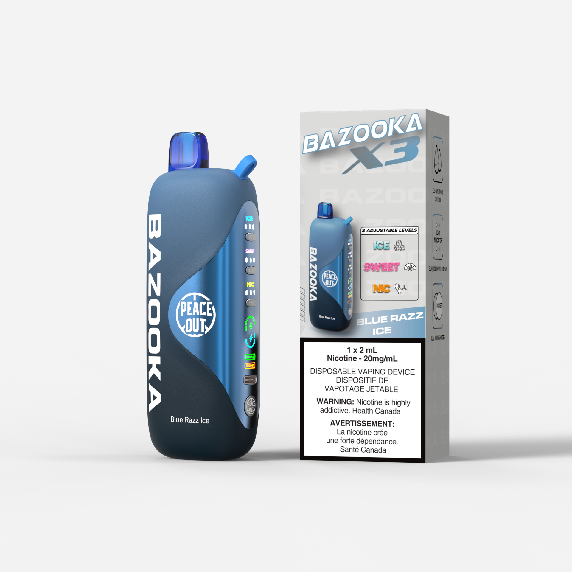 Bazooka X3 Disposable Blue Razz Ice 20mg 2ml