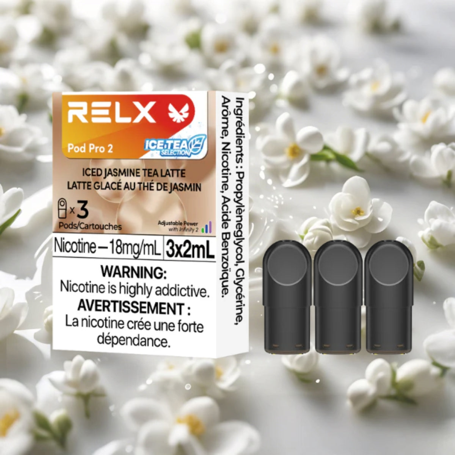 RELX Iced Jasmine Tea Latte - Pod Pro 2 - 18mg (3-Pack) wickz vape RELX Iced Jasmine Tea Latte - Pod Pro 2 - 18mg (3-Pack) wickz vape