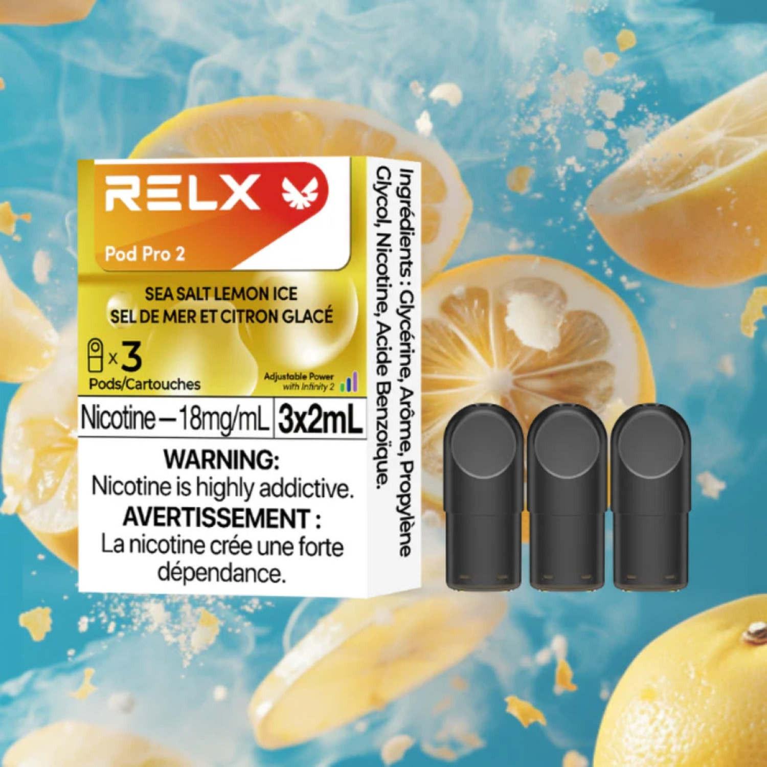 RELX Sea Salt Lemon - Pod Pro 2 - 18mg (3-Pack) wickz vape RELX Sea Salt Lemon - Pod Pro 2 - 18mg (3-Pack) wickz vape