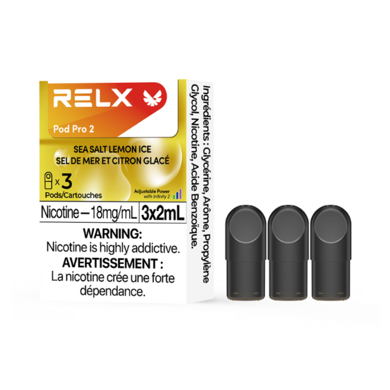 RELX Sea Salt Lemon - Pod Pro 2 - 18mg (3-Pack) wickz vape RELX Sea Salt Lemon - Pod Pro 2 - 18mg (3-Pack) wickz vape