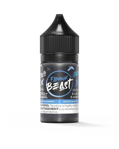 Flavour Beast E-Liquid - Boss Blueberry Iced 3mg 30mL bottle, showcasing bold blueberry flavor with an icy cool finish.