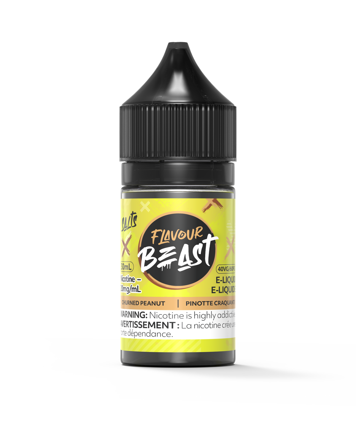 Flavour Beast E-Liquid - Churned Peanut 3mg 30mL bottle, showcasing creamy, roasted peanut flavors.