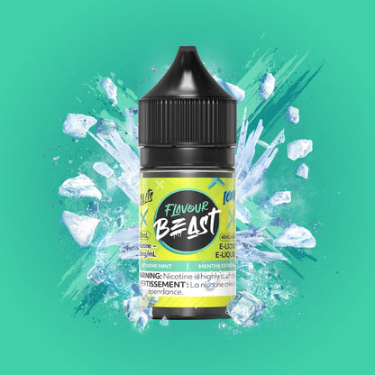 Flavour Beast Extreme Mint Iced 3mg 30mL displayed against an arctic-themed background, emphasizing its intense, icy flavor.