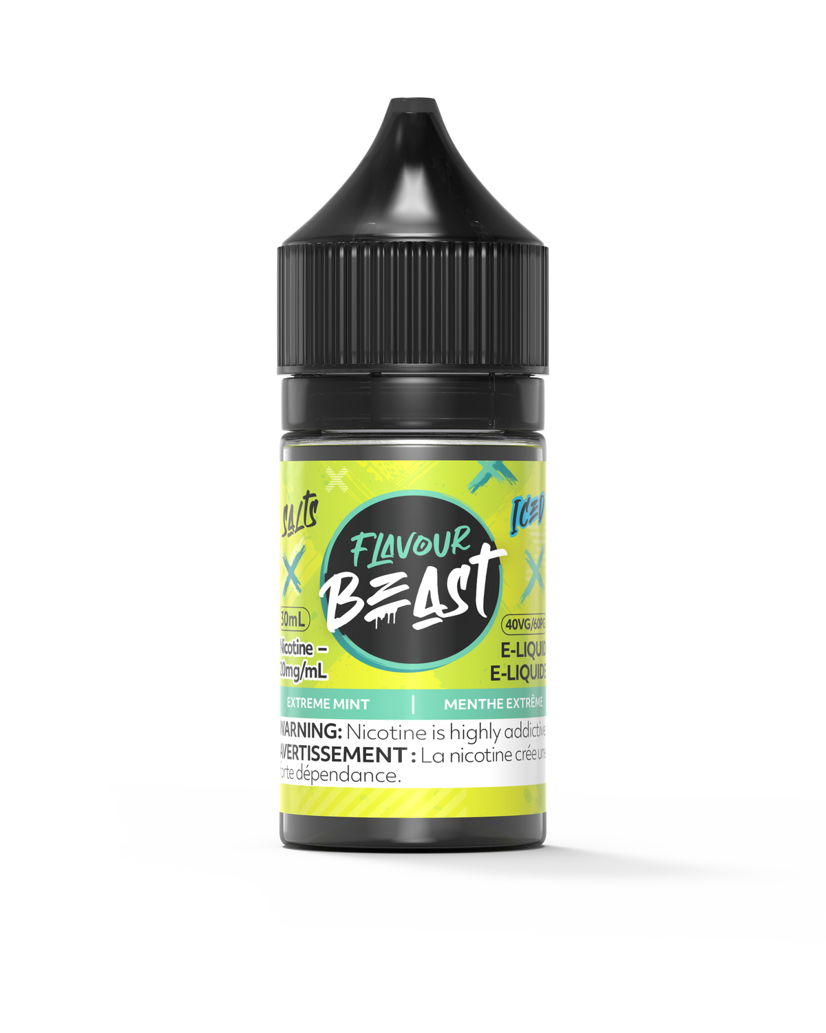 Flavour Beast E-Liquid - Extreme Mint Iced 3mg 30mL bottle, showcasing an intense icy mint flavor with bold menthol notes.