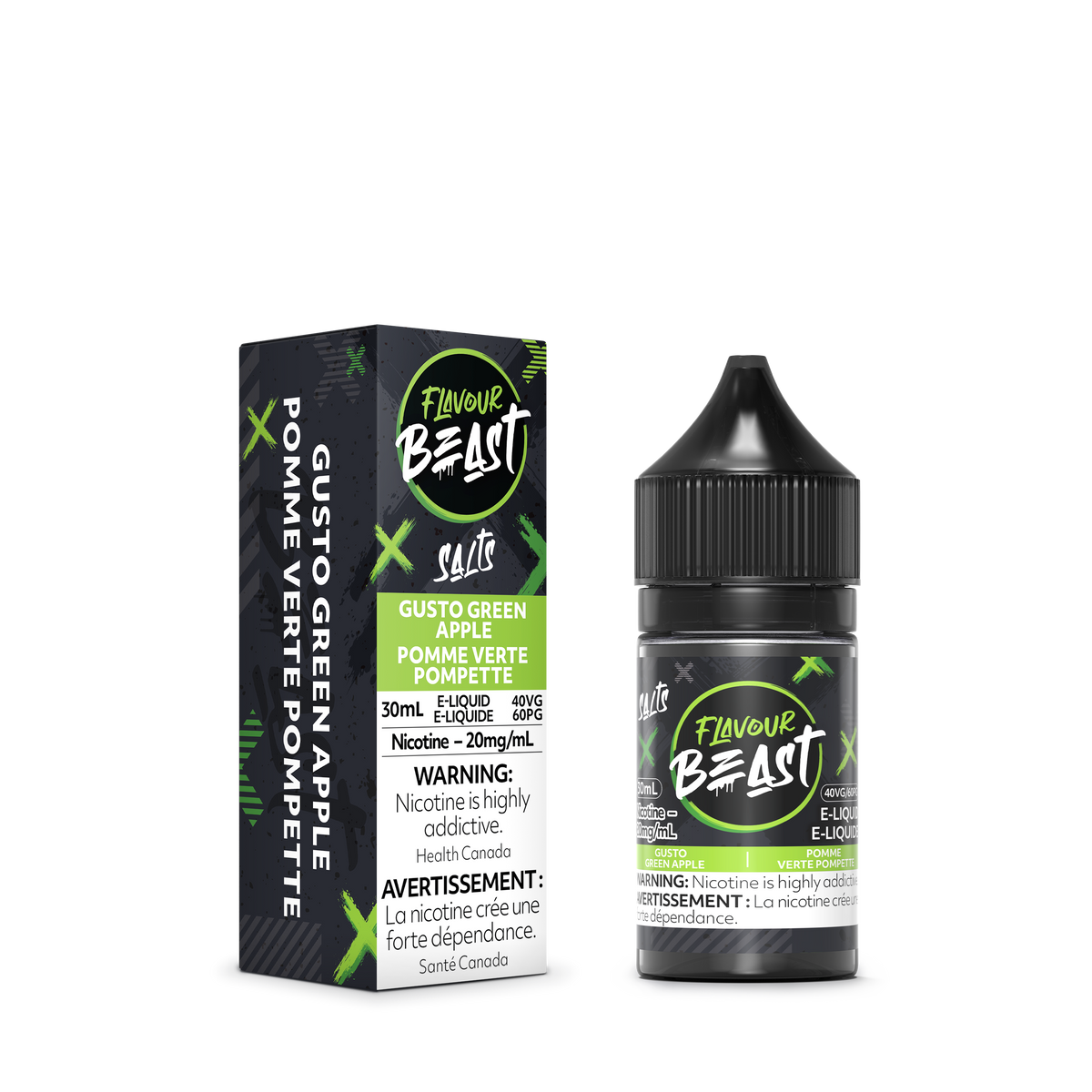 Flavour Beast Gusto Green Apple with fresh green apple slices, highlighting its bold, juicy, and refreshing taste.