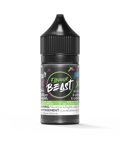 Flavour Beast E-Liquid - Kewl Kiwi Passionfruit Iced 3mg 30mL bottle, showcasing tangy kiwi and tart passionfruit with an icy twist.