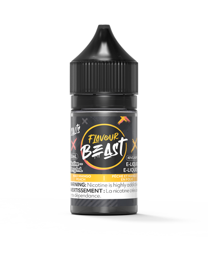 Flavour Beast E-Liquid - Mad Mango Peach 3mg 30mL bottle, showcasing juicy mango and sweet peach flavors.