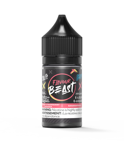 Flavour Beast E-Liquid - STR8 UP Strawberry Banana Iced 3mg 30mL bottle, showcasing its fruity blend of strawberries and bananas with an icy finish.