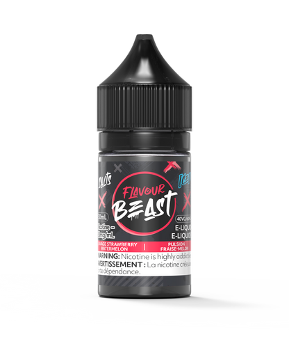 Flavour Beast E-Liquid - Savage Strawberry Watermelon Iced 3mg 30mL bottle, showcasing bold strawberry and watermelon flavors with an icy twist.