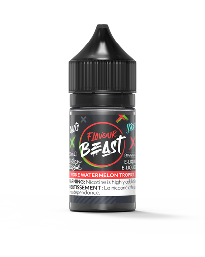 Flavour Beast E-Liquid - Woke Watermelon Tropica 3mg 30mL bottle, showcasing its icy watermelon, pineapple, and mango flavor.