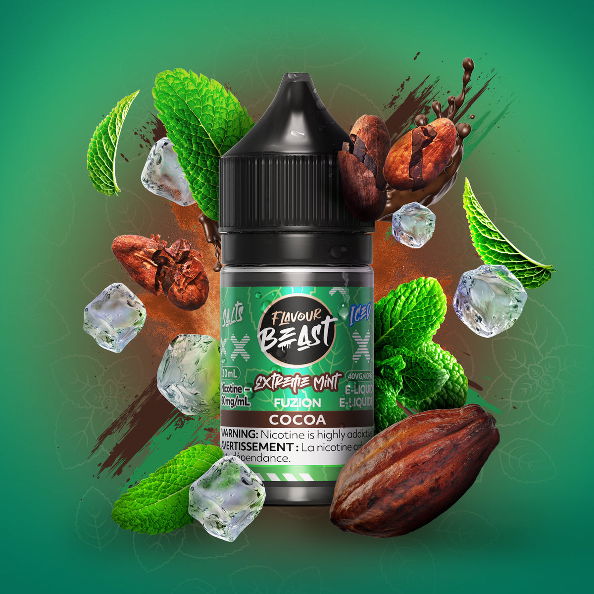 flavour beast extreme mint fuzion cocoa iced e-liquid