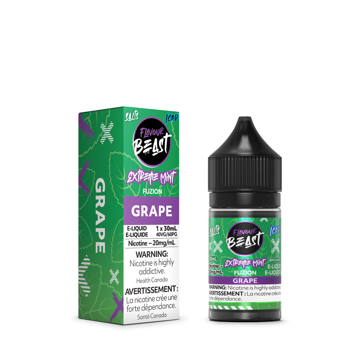 flavour beast extreme mint fuzion grape iced e-liquid