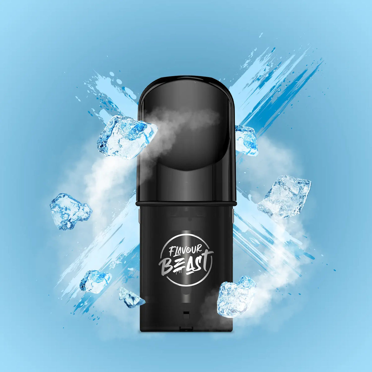 Flavour Beast Pod Pack - Breeze 2 displayed against a minimalistic frosty-themed background, emphasizing its airy and crisp profile.