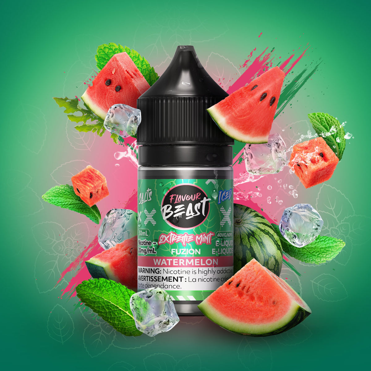 flavour beast extreme mint fuzion watermelon iced e-liquid