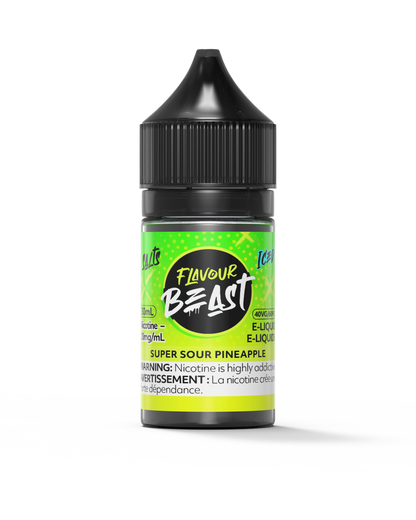 Flavour Beast E-Liquid - Super Sour Pineapple 3mg 30mL bottle, showcasing its tangy pineapple flavor with a sour, icy twist.