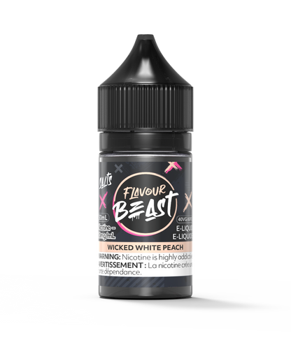 Flavour Beast E-Liquid - Wicked White Peach 3mg 30mL bottle, showcasing its juicy white peach flavor with delicate notes.