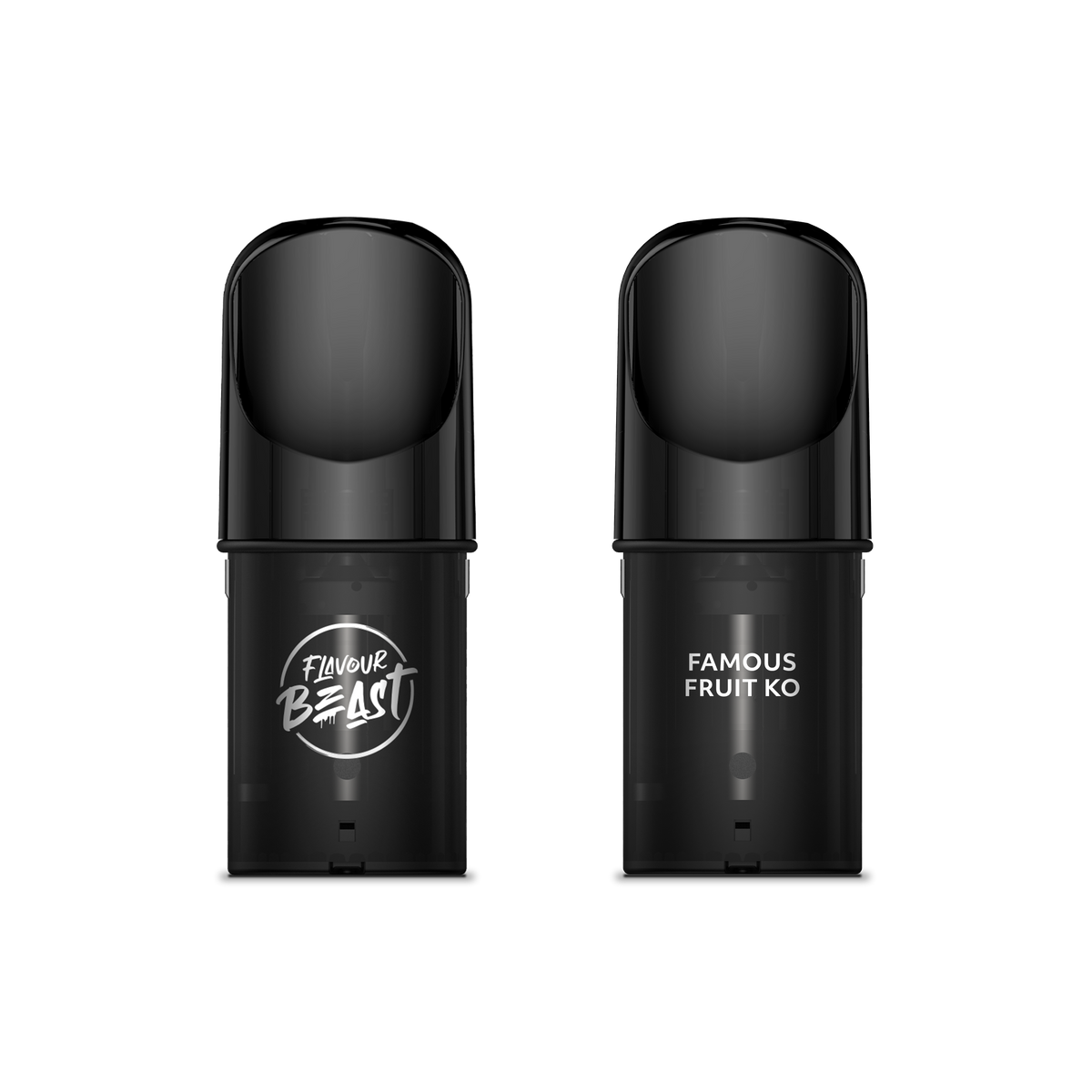Flavour Beast Pod Pack - Famous Fruit KO Iced 3-pack up close, showcasing sleek design and bold fruit flavor.