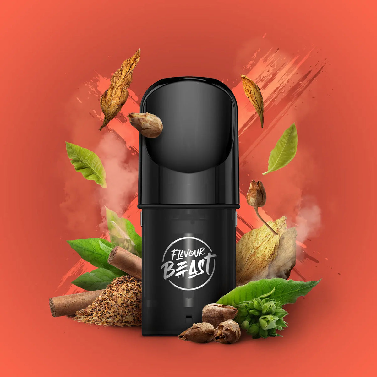 Flavour Beast Pod Pack - Persian Tobacco displayed against a warm, luxurious background, emphasizing its rich and toasty essence.