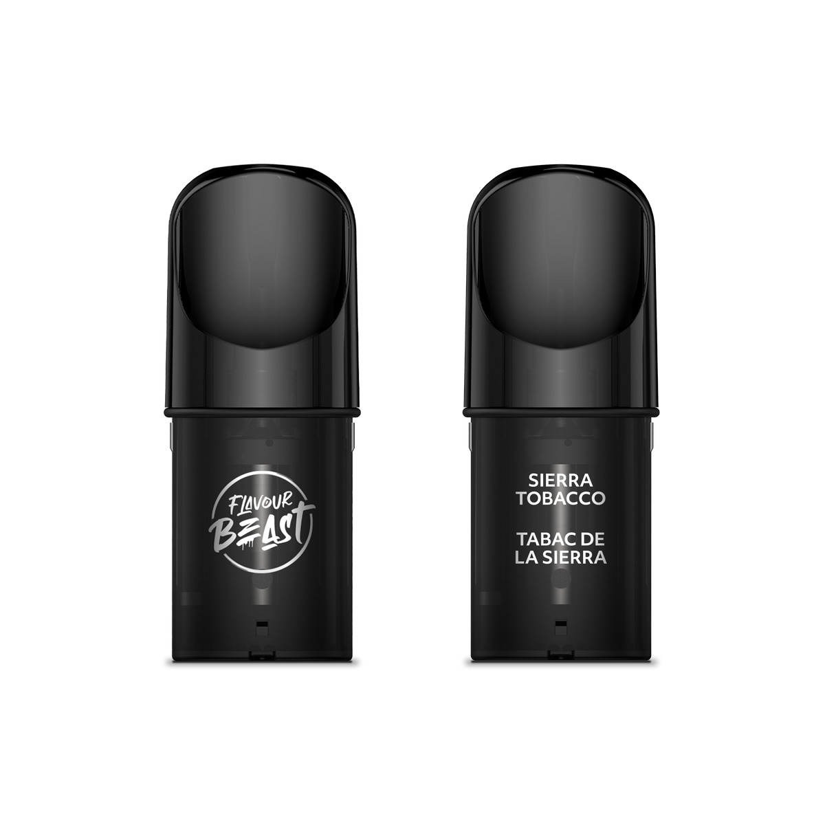 Flavour Beast Pod Pack - Sierra Tobacco 3-pack up close, showcasing sleek design and mild tobacco flavor.