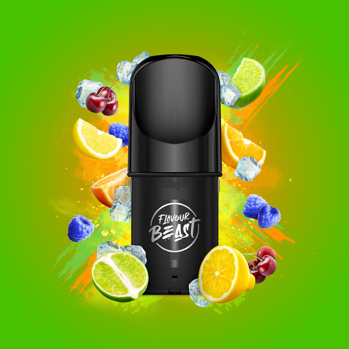 Flavour Beast Pod Pack - Slammin' STS Iced 3-pack up close, showcasing sleek design and bold fruity flavor.