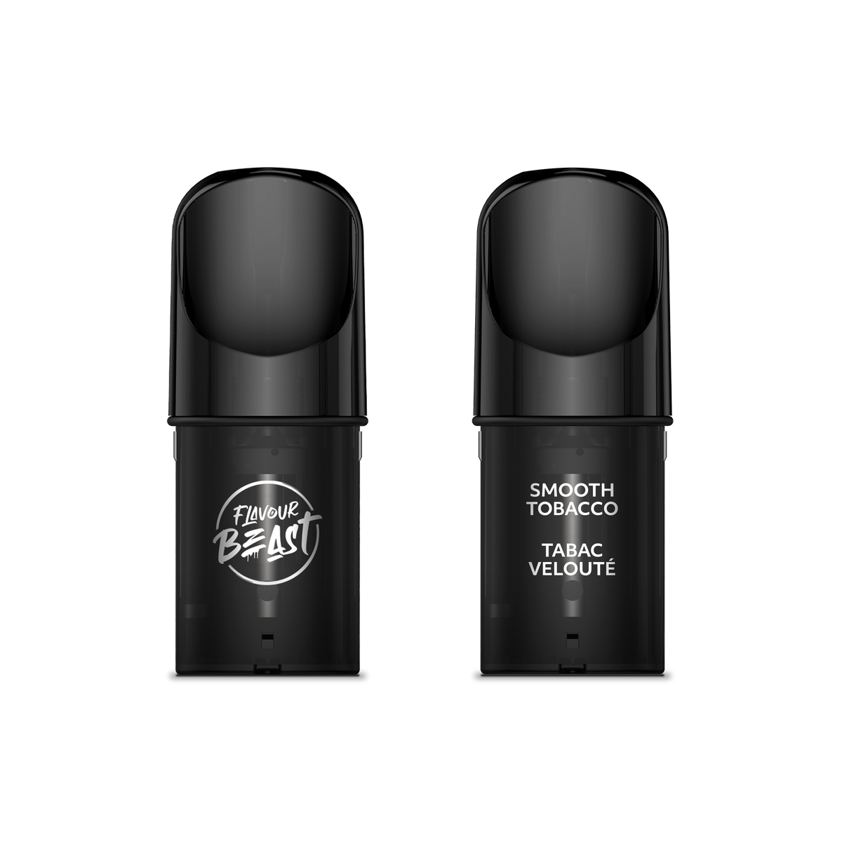 Flavour Beast Pod Pack - Smooth Tobacco 3-pack up close, showcasing sleek design and classic tobacco flavor.
