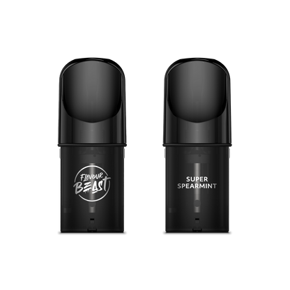 Flavour Beast Pod Pack - Super Spearmint Iced 3-pack up close, showcasing sleek design and minty flavor.