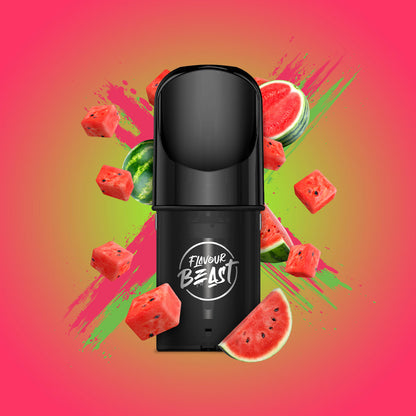 Flavour Beast Pod Pack - Watermelon G 3-pack up close, showcasing sleek design and bold watermelon flavor.