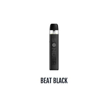 GeekVape Sonder Q 3 vape device shown upright on a plain white background, with the text 'BEAT BLACK' underneath. The device is predominantly black with a small clear window near the top and a circular button on the front.