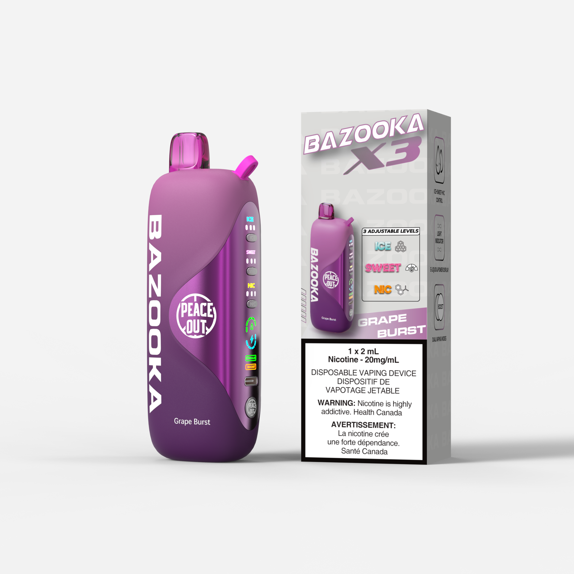 Bazooka X3 Disposable Grape Burst 20mg 2ml