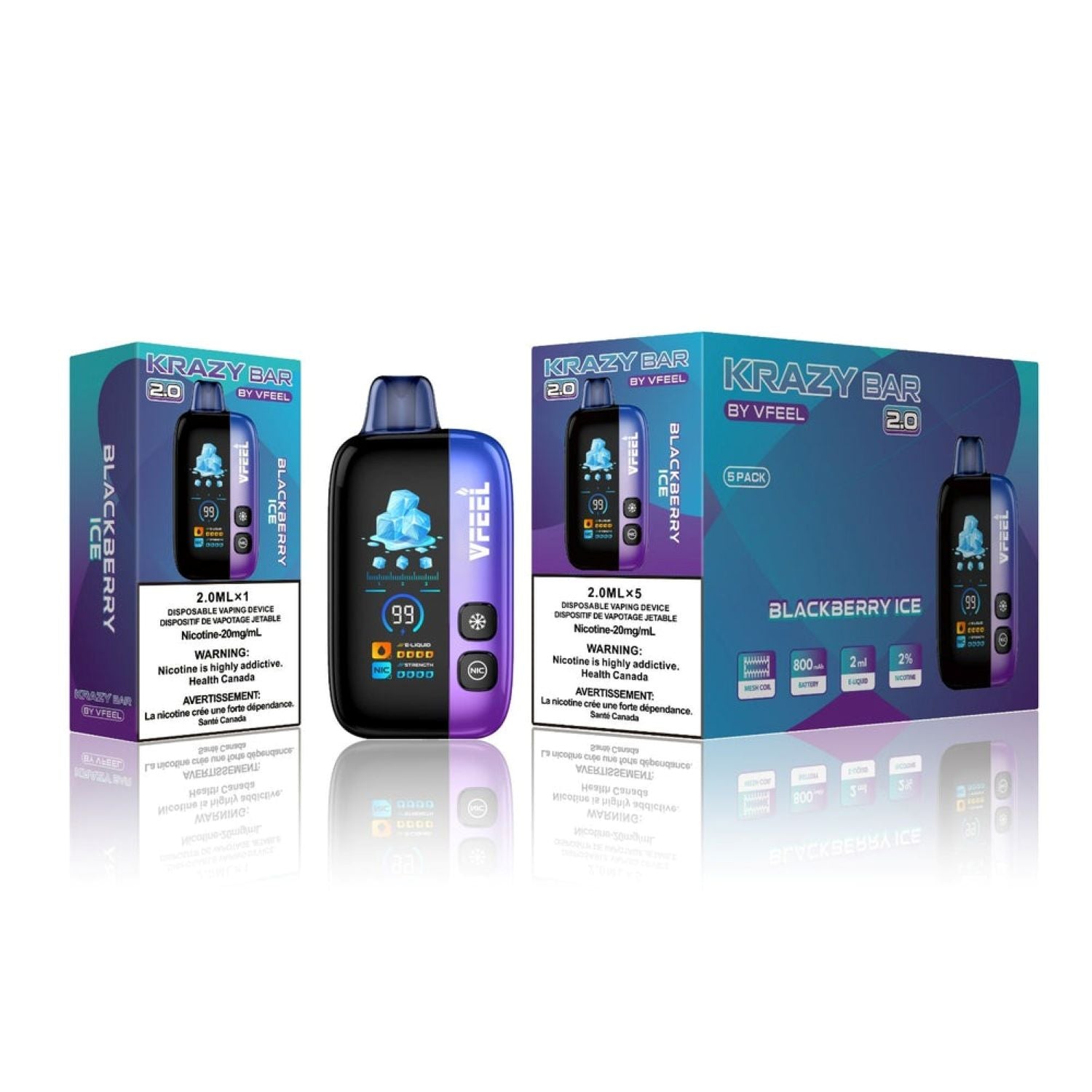 Krazy Bar 2.0 Disposable By Vfeel Blackberry Ice