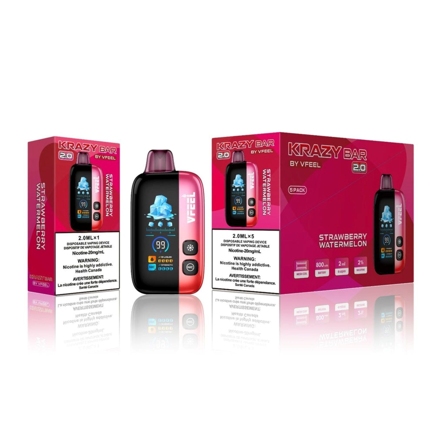 Krazy Bar 2.0 Disposable By Vfeel Strawberry Watermelon