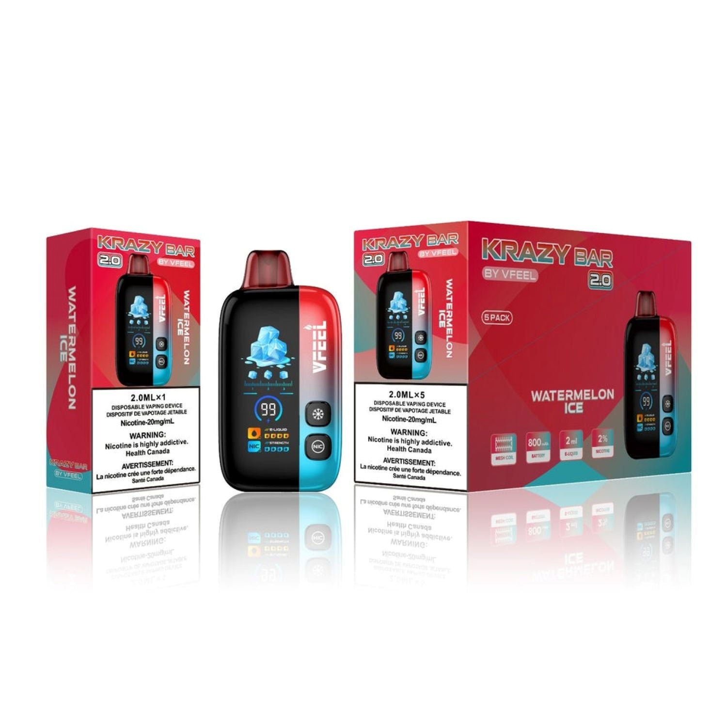 Krazy Bar 2.0 Disposable By Vfeel Watermelon Ice