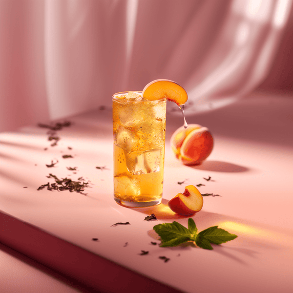 Peach Oolong Tea RELX Nic Salt E-Liquid 20mg 30mL displayed with vibrant peach visuals and tea elements, emphasizing its fruity tea flavor.