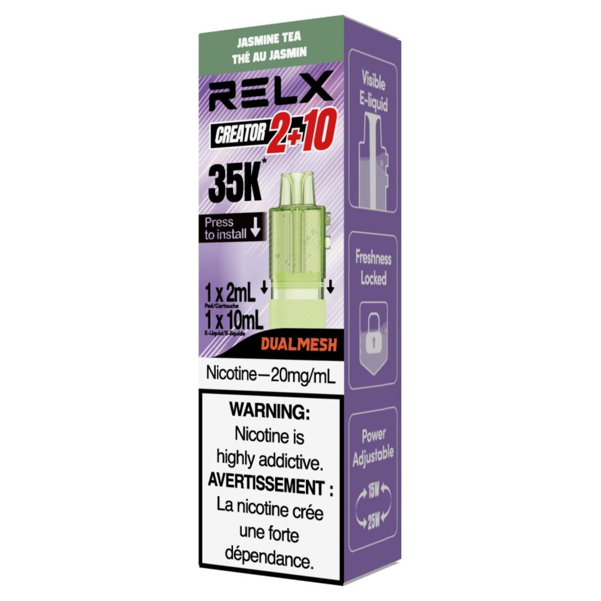Relx Creator Jasmine Tea Disposable Pod on a White Background