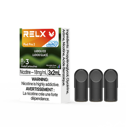 RELX POD PRO 2 Ludou Ice pods in a close-up, showcasing sleek design and mung bean ice cream-inspired flavor.