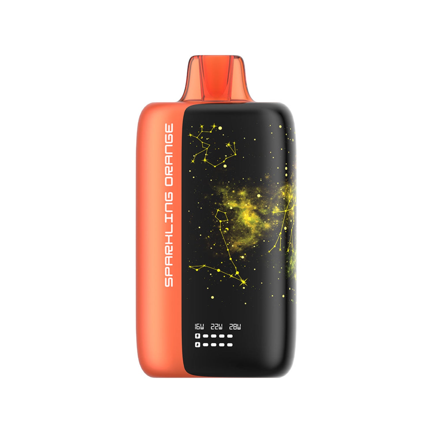 Rivo Bar Sparkling Orange Disposable Vape device with constellation design on a white background