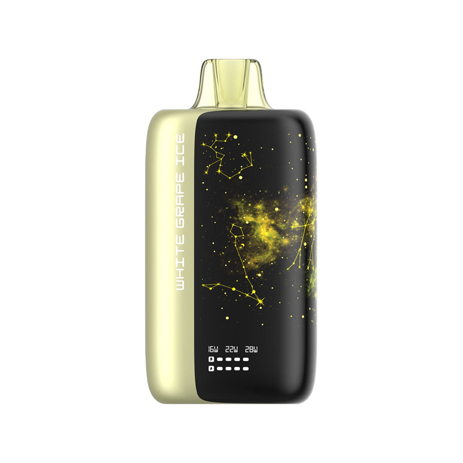 Rivo Bar White Grape Ice Disposable Vape device with black and gold design on a white background