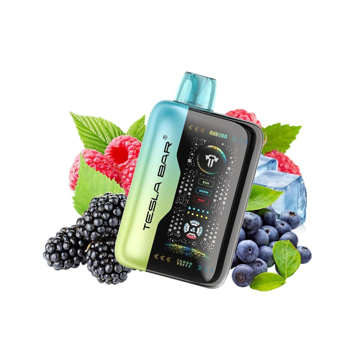 Tesla Bar XT-26000 Mix Berries Disposable Hybrid Vape Device On A White Background