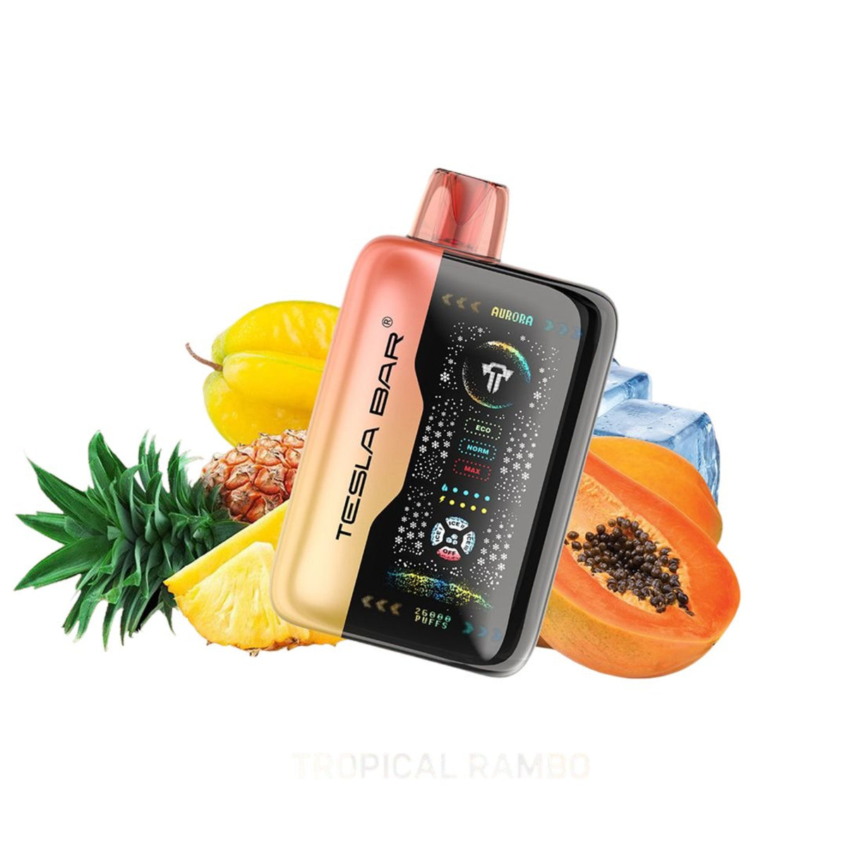 Tesla Bar XT-26000 Disposable Hybrid Vape Device On A White Background