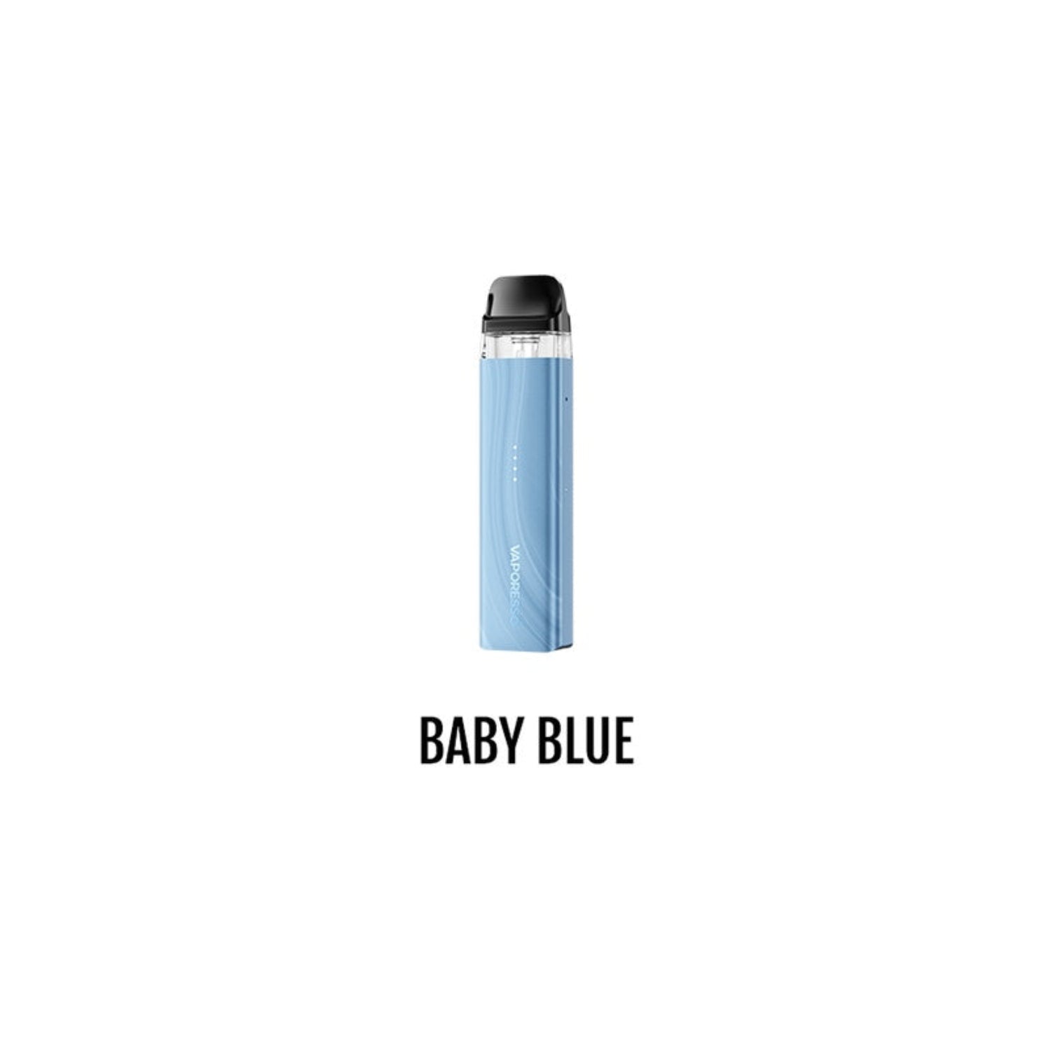 Vaporesso Xros SE Baby blue vape device on a white background with 'BABY BLUE' text.